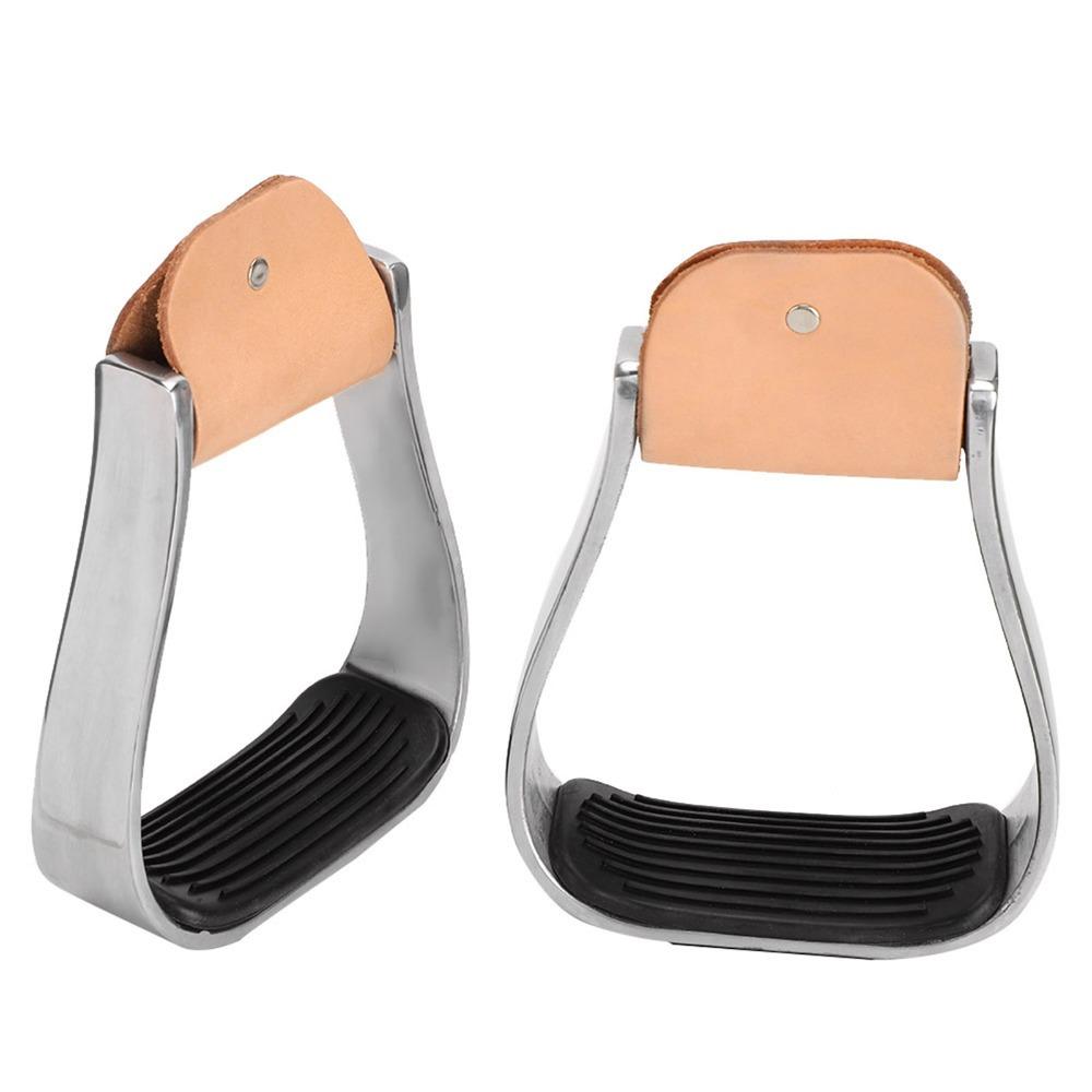 2pcs Silver Horse Riding Stirrups Rubber Anti-Skid Pad Cushioned Stirrups Horse Riding