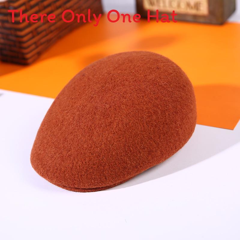 Wool Felt Beret With Short Brim For Autumn Winter Men And Women