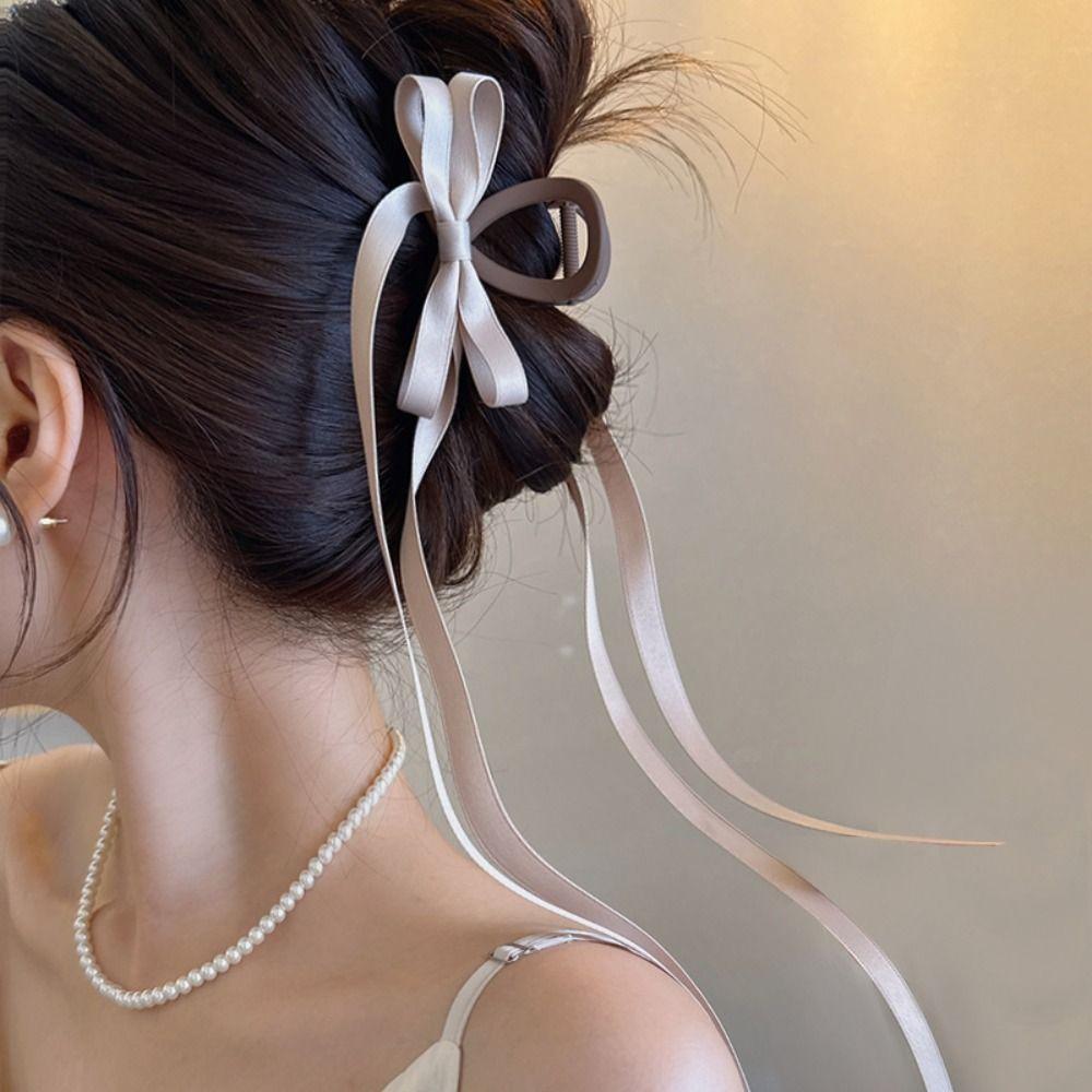 

Temperament Elegant Hair Clips Bow Wave Grab Clip Cute Ribbon Tie Bow Women