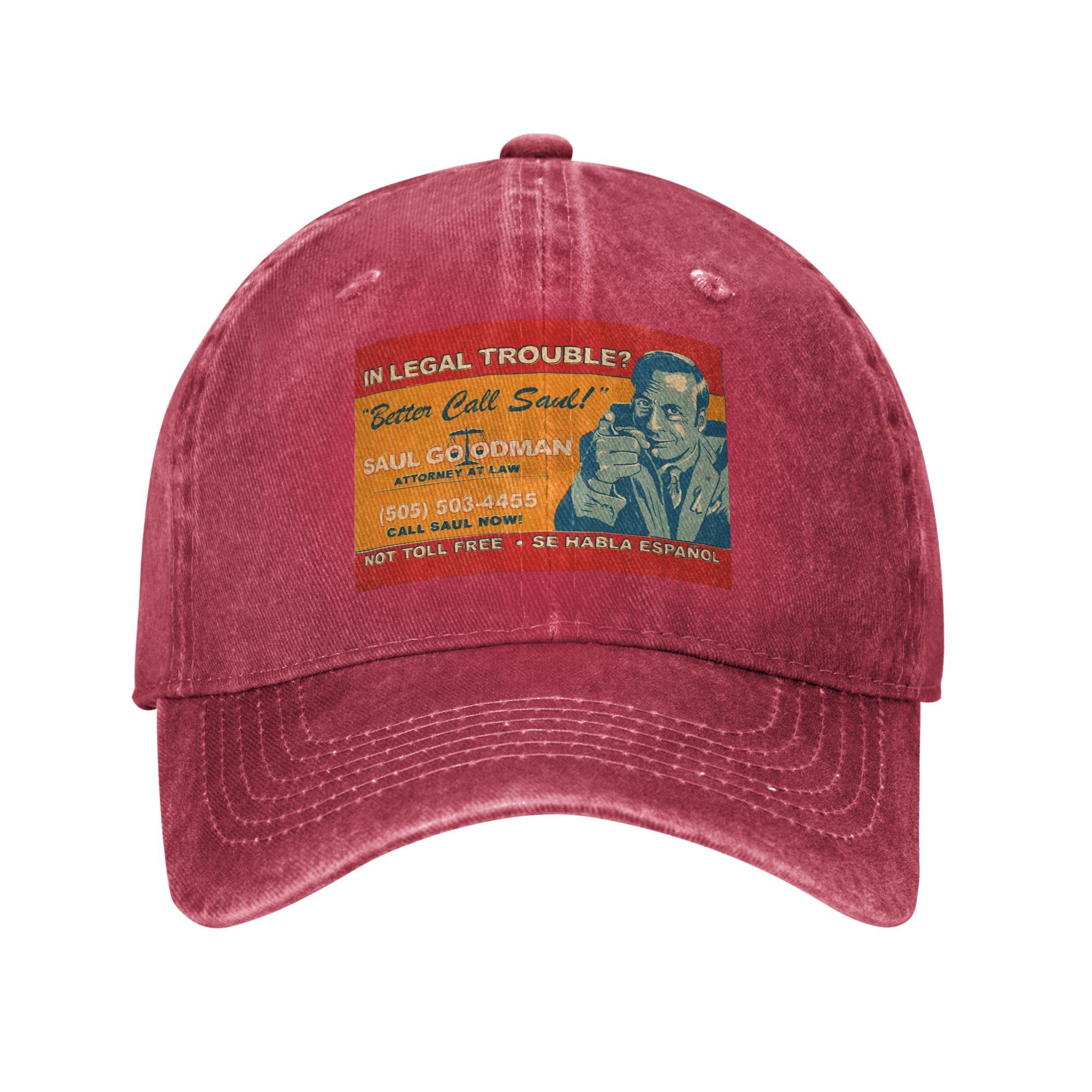 Better Call Saul Legal Trouble Unisex Women Baseball Cap Distressed Cotton Caps Hat Fashion Outdoor Travel Fit Snapback Hat One Size