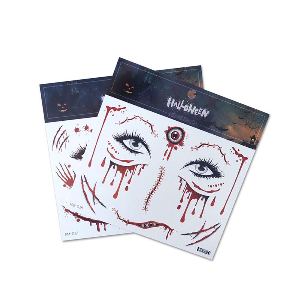 Waterproof Halloween Tattoo Sticker Scary Bloodiness Temporary Scar Stickers Body Art Decals Party