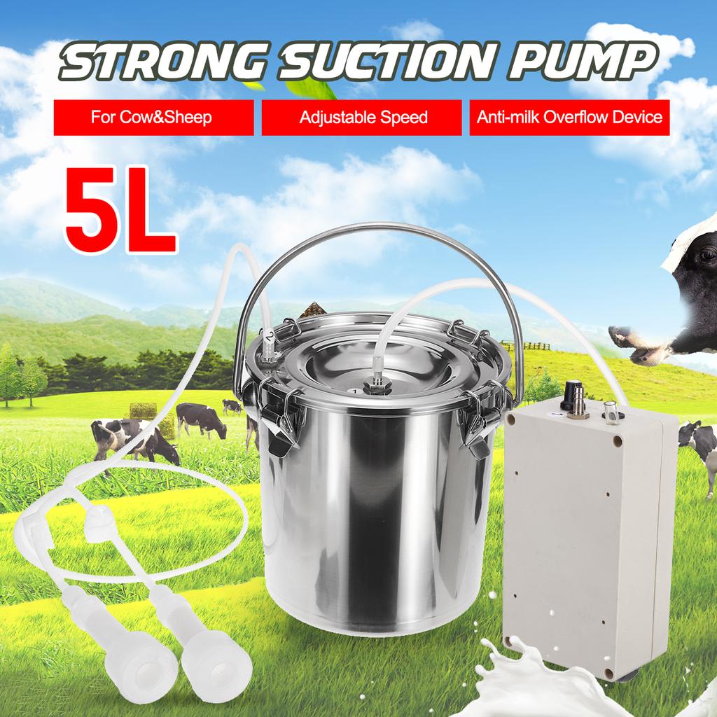 Buy 5L Electric Milking Machine Vacuum Pump Cow Goat Milker Adjustable