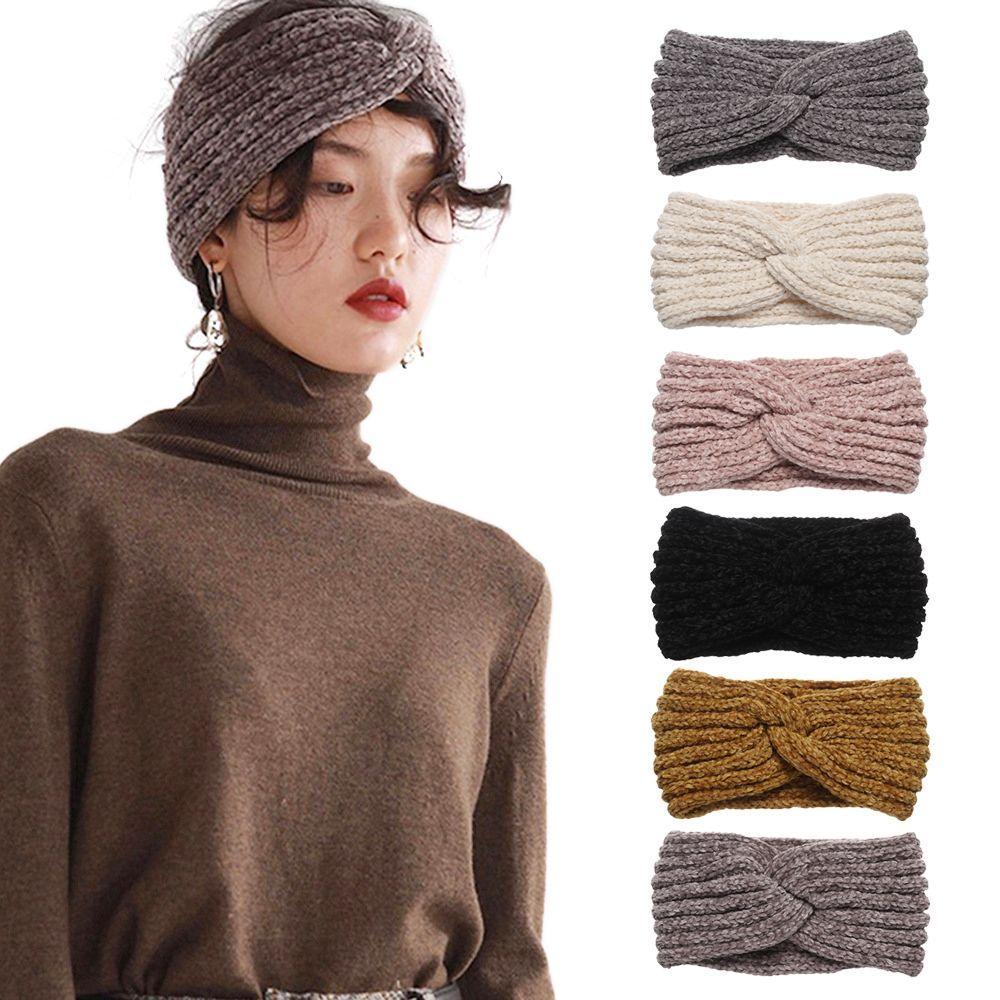 Fashion Candy Color Soft Elastic Knitted Headband Hair Accessories Wide Hairband Thick