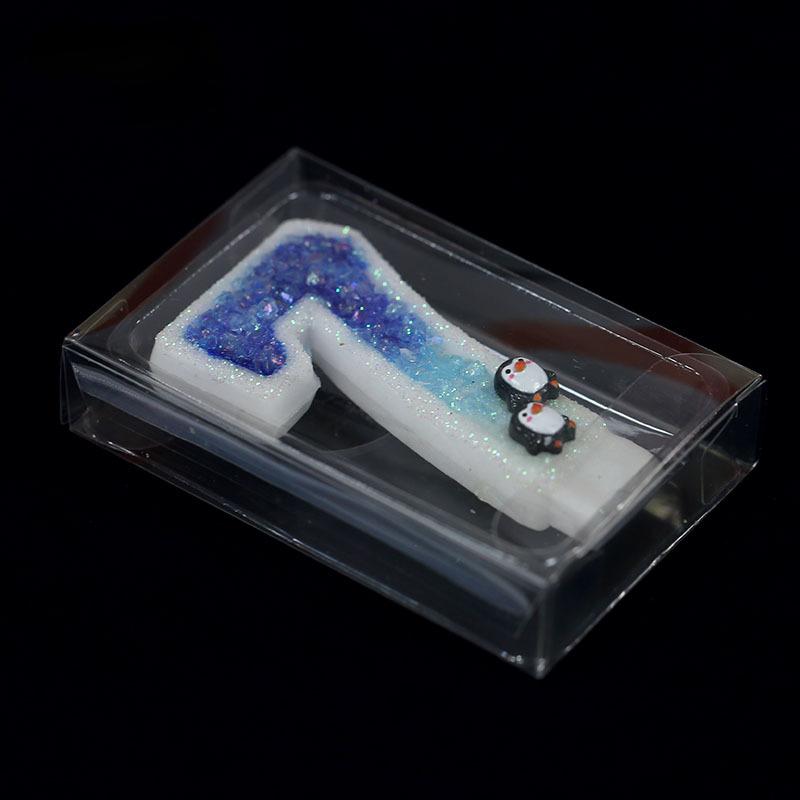 Y Girl's 3D Birthday Candles with Penguin Antarctic Glacier Extended Big 0-9 Number Candle Party Wedding Children's Day Supplies