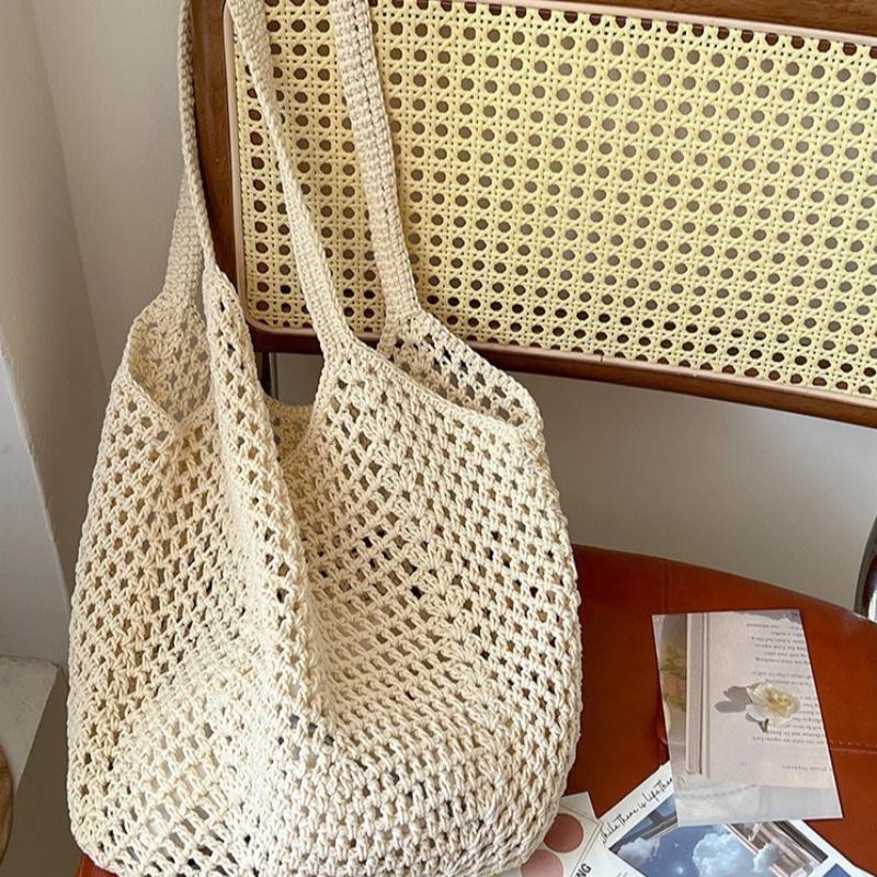 Spacious Cotton Woven Shoulder Bag for Women Ideal for Travel