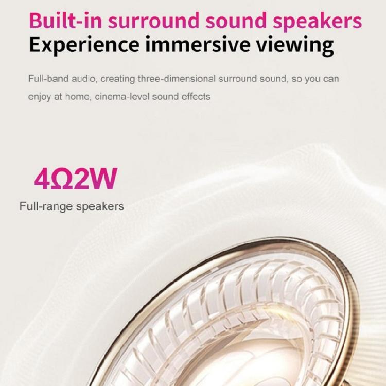 Mini Portable Projector Type C Power Supply Wireless Streaming Auto Adjustment Stereo Sound