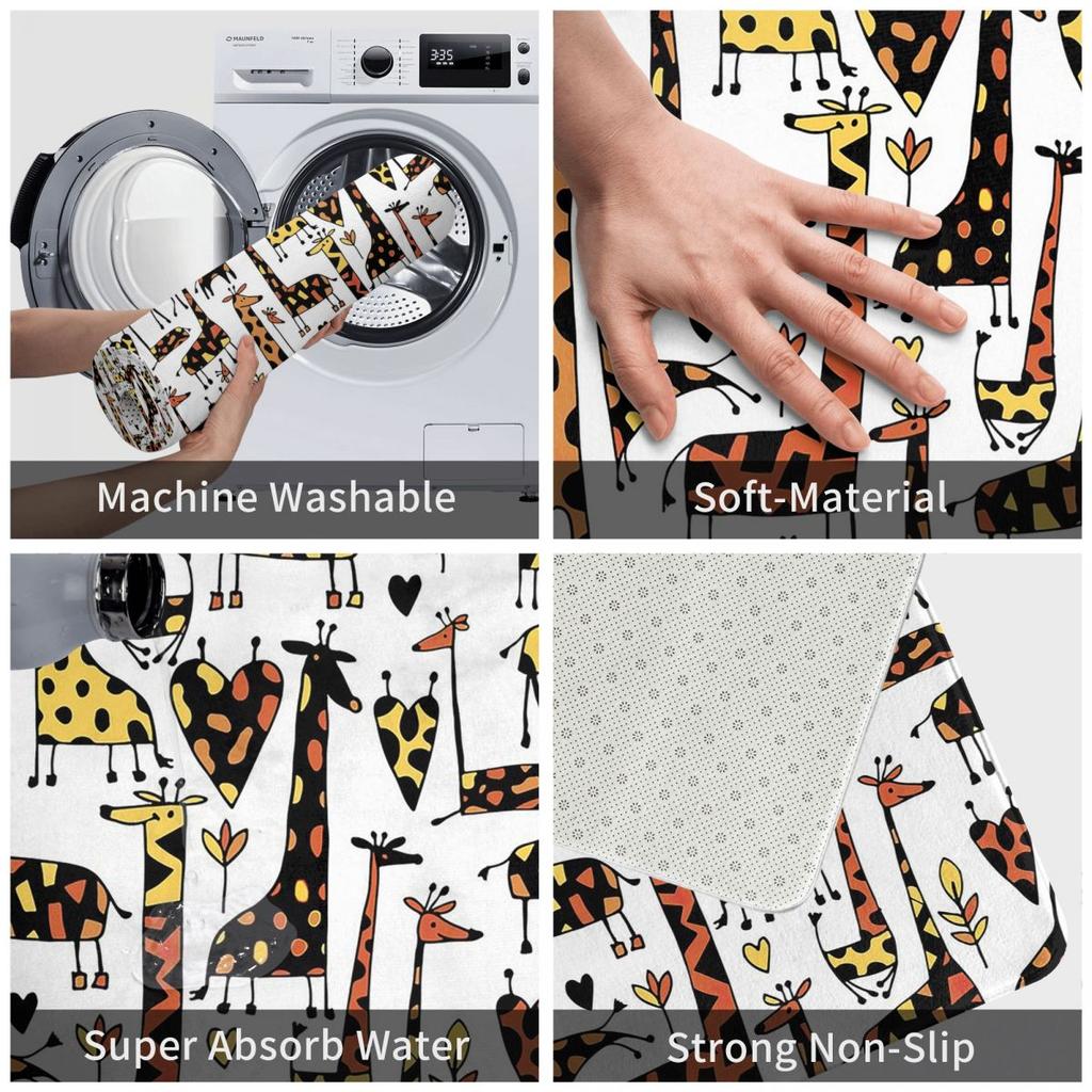 Cartoon Colorful Giraffe Pattern Doormat Dust-proo Carpet Rug Kitchen Entrance Home Floor Mat for Bathroom Footpad Mats