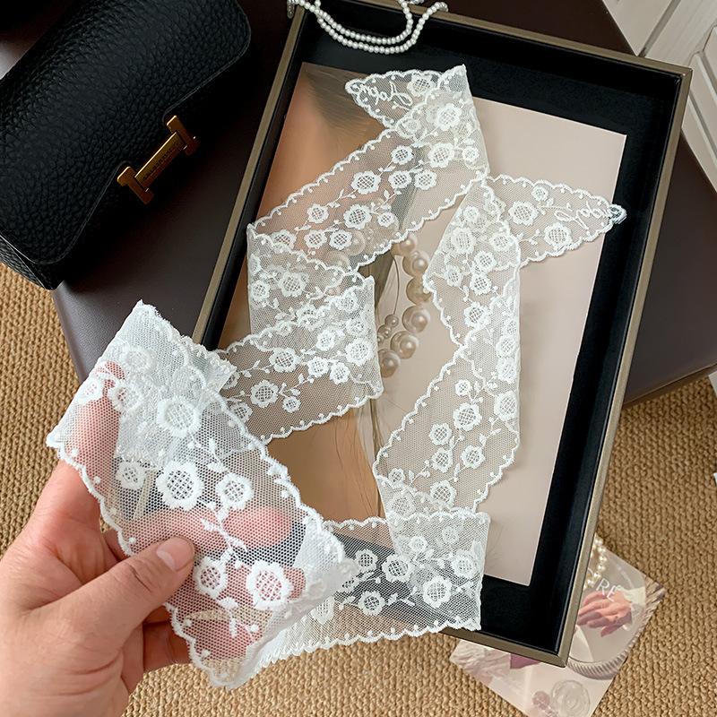 Korean temperament retro lace belt headband long ribbon decorative scarf ins small silk scarf necklace silk scarf women