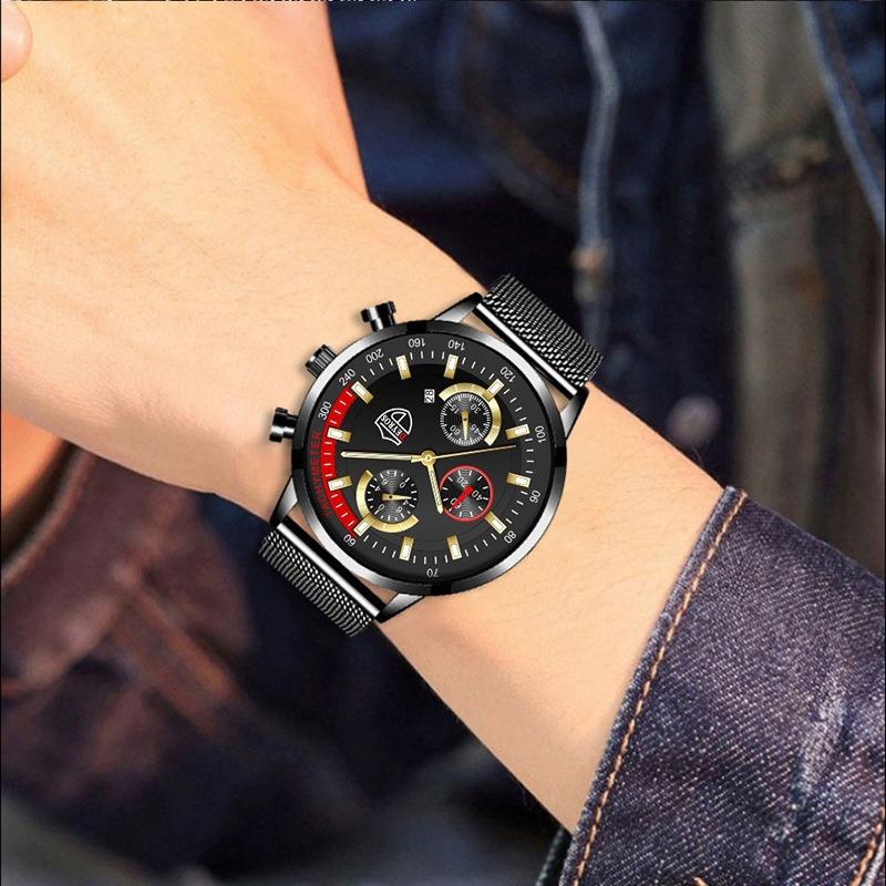 Men's Fashion Business Stainless Steel Band Watch Luminous Quartz Wristwatch Men's Date Watch, Men's Gift