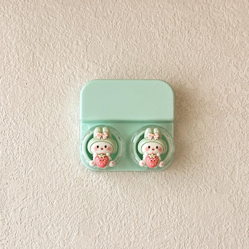 Women's Contact Lens Case with Tweezer Suction Stick Set for Travel Kit Holder Candy Color Contact Lenses Box Cute Cartoon