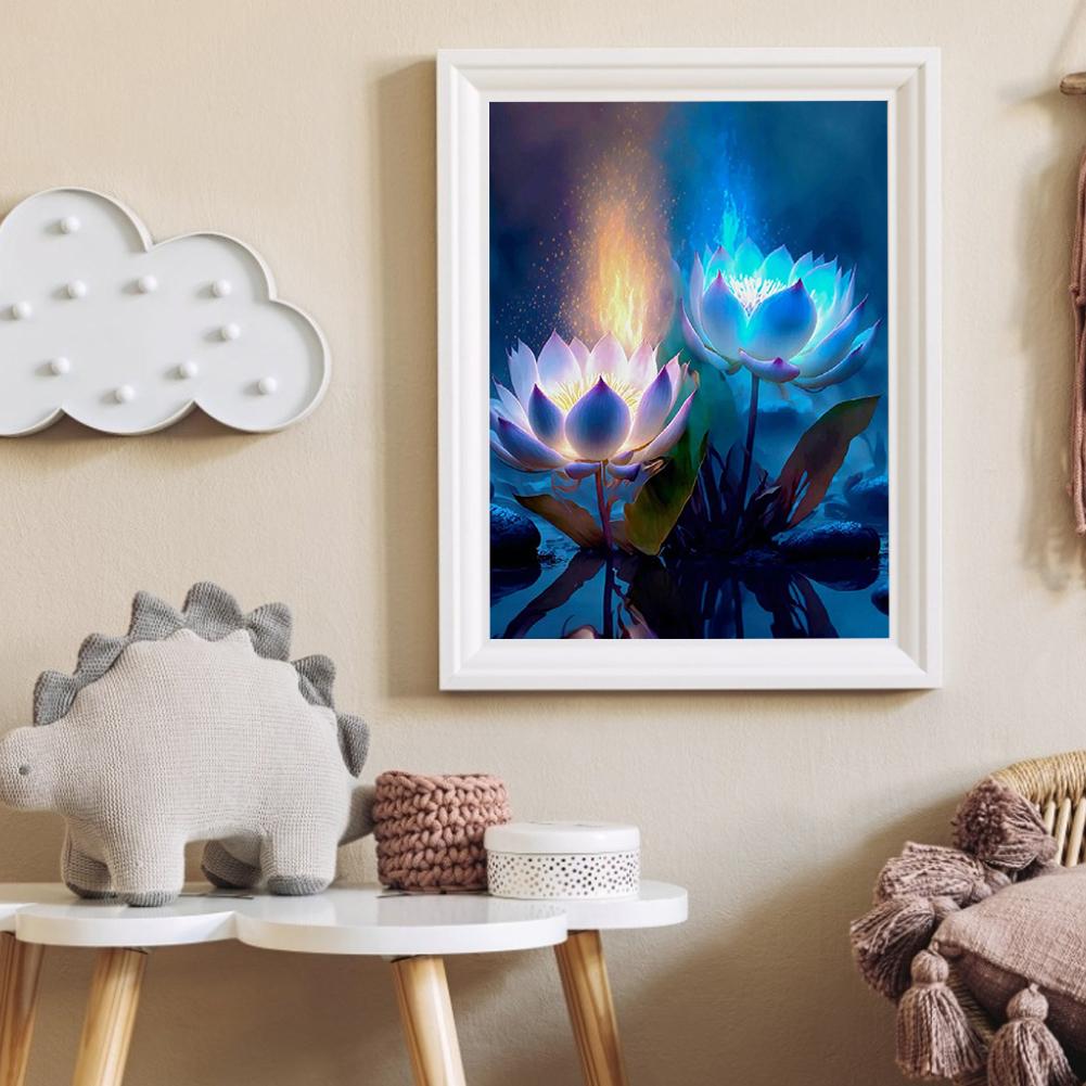 5D DIY Full Rund Borr Diamantmålning Blomma Kit Heminredning Konst Hantverk