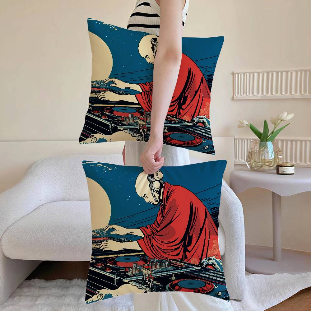 

M-Marine Day Pillow Case Anti-dustmite Pillowcase Invisible zipper silky Sofa cushion cover 12x12Inch