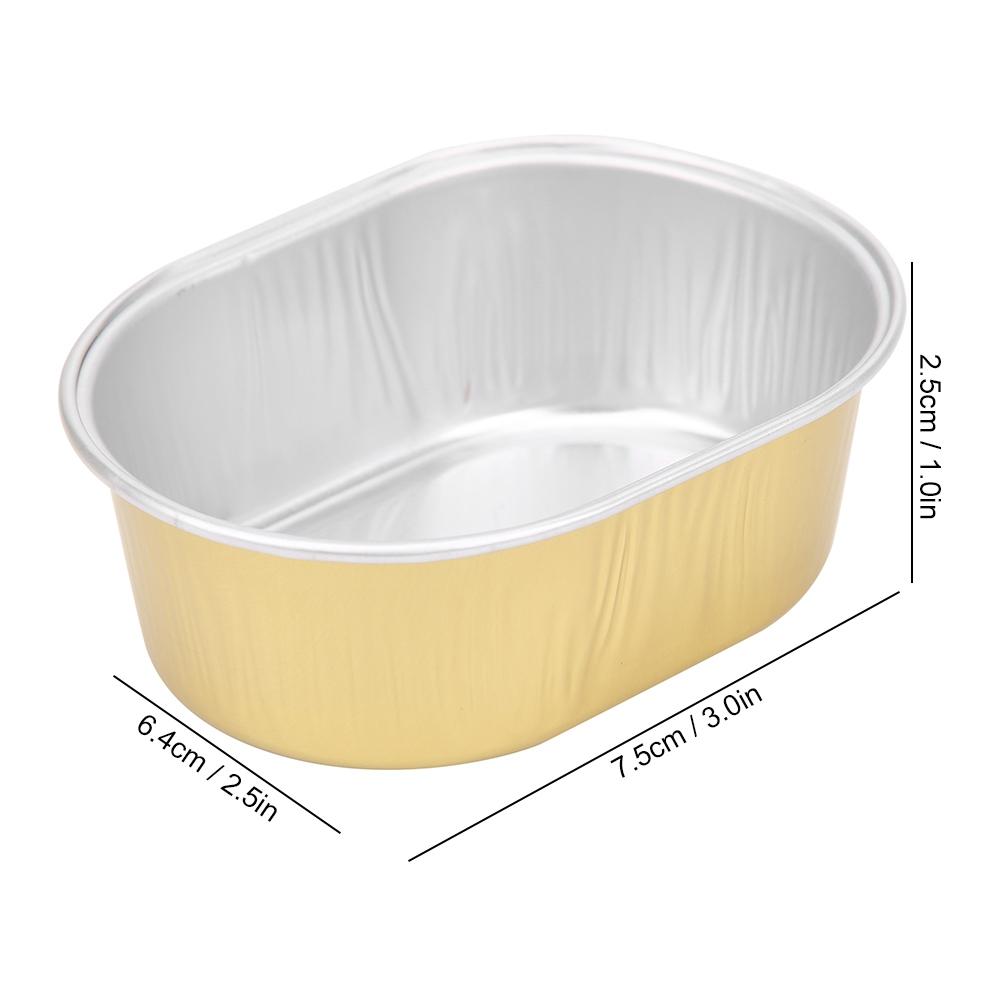 10Pcs Disposable Oval‑Shaped Aluminum Foil Cake Baking Cup Mold with Lid Kitchen Accessory(Gold )
