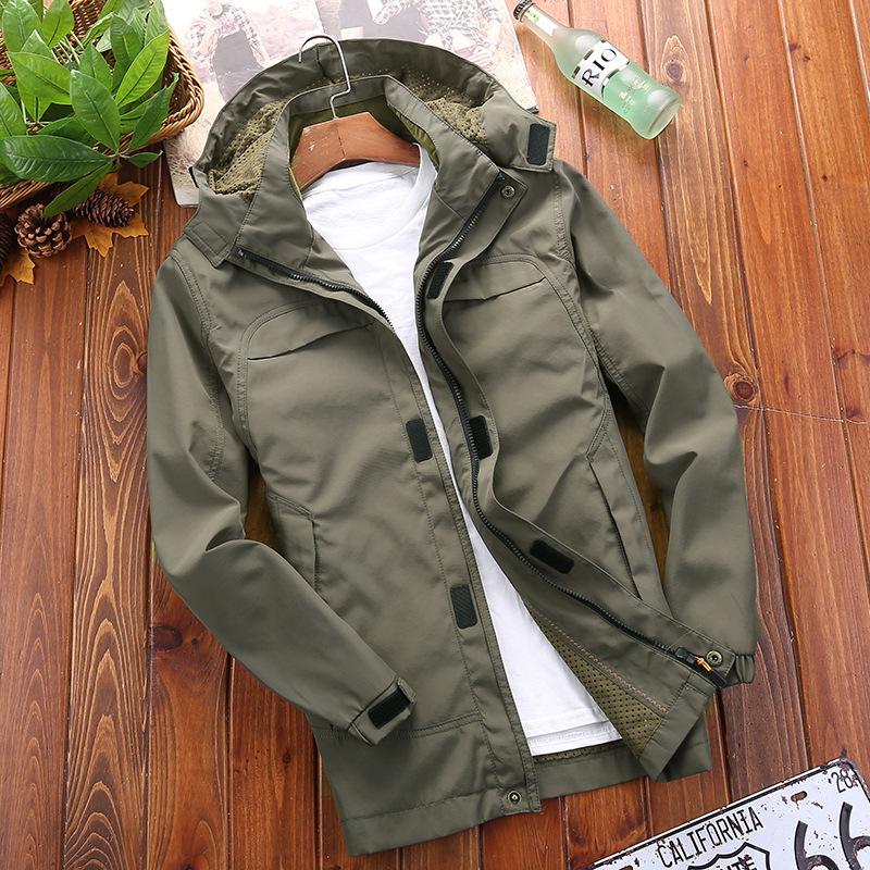 Men's Single-layer Thin Submachine Jacket Outdoor Mountaineering Jacket Youth Loose Waterproof Breathable Submachine Jacket