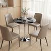 Round Bar Table, Modern Dining Table with Tempered Glass Top and Steel Frame for 4, 70 x 70 x 75.5cm, Black