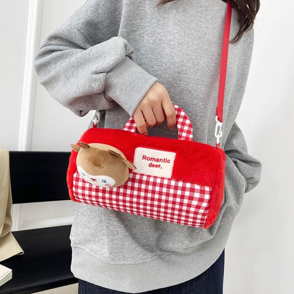 Phone Bag Doll Shoulder Bag Animals Cartoon Plush Schoolbag Cylindrical Plush Backpack  Lady