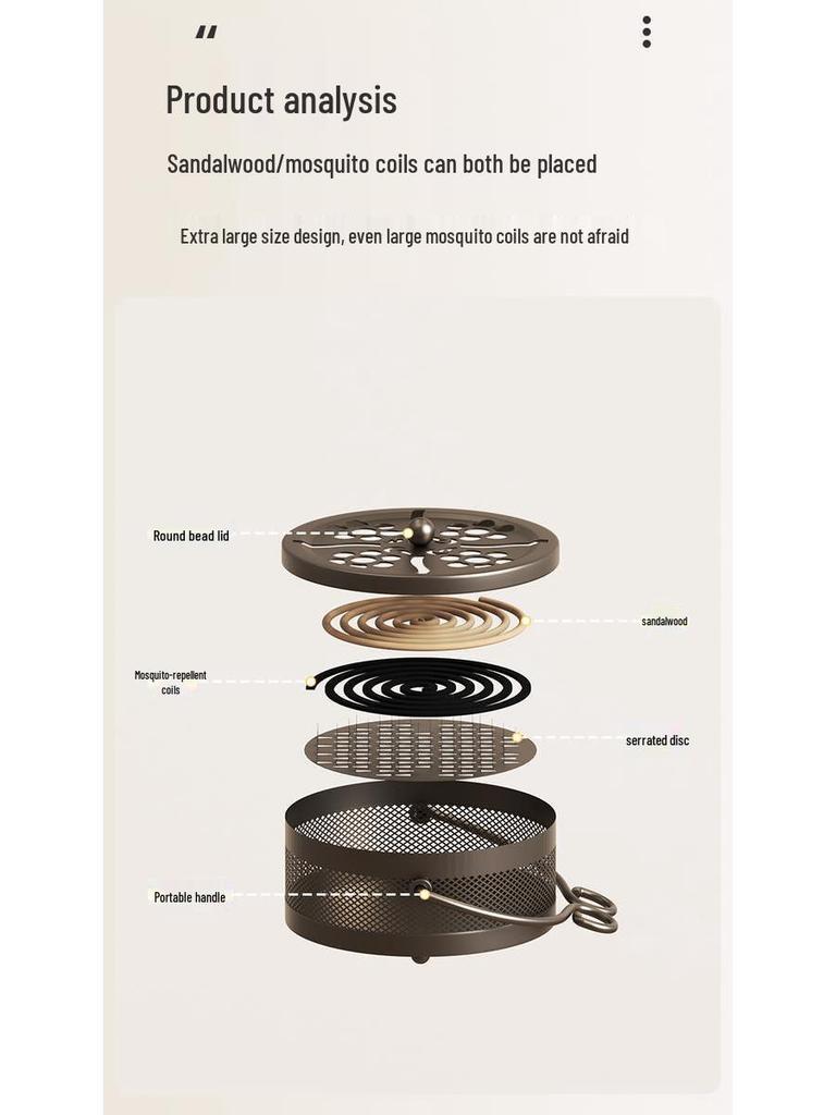Portable Fireproof Retro Mosquito Coil Burner with Lid - Outdoor Anti-Scald Sandalwood Holder Tray