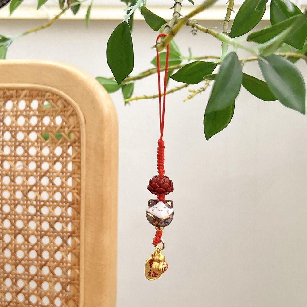 Cartoon Lucky Cat Mobile Phone Pendant Ceramic Lucky Cat Phone Charm Phone Accessory