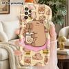 Phone Case: 2D Flat Samsung Galaxy A34 A35 M05 M06 S20 S22 S21 FE Plus 5G Protective Case, Couple Style, Drinking Bubble Tea Capybara, Christmas and H