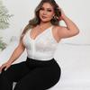 Plus Size Women's Sexy Deep V Lace See-through Bra With Center Front Zipper And Beautiful Back Push-up Adjustable Bra