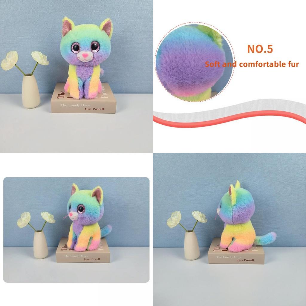 Cassidy Rainbow Cat Plush Toy Colorful And Soft Stuffed Animal For Kids' Birthdays