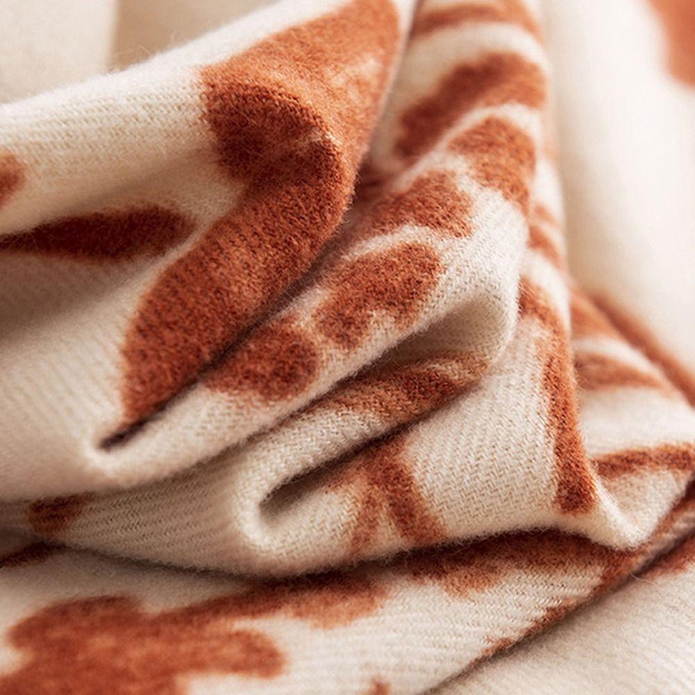 Fashion Thickened Imitation Cashmere Scarf Floral Print Tassel Neck Warmer Long Scarf Cold-proof Shoulder Wrap Couple