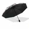 1pc White Tiger Roses Floral Artwork Umbrella with Plastic Handle,Suitable for All Seasons Home Travel Outdoor UmbrellaDD038