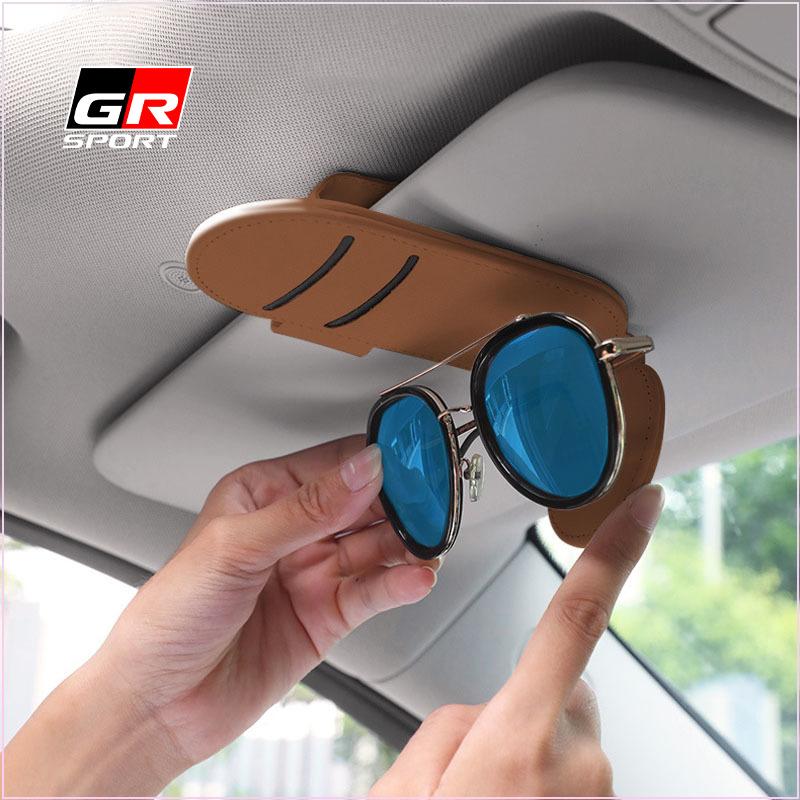 Leather Car Glasses Clip Sun Visor Multi-function Sunglasses Clip for TOYOTA TRD GR Chr Corolla Yaris Rav4 E150 E120 Land Cruiser
