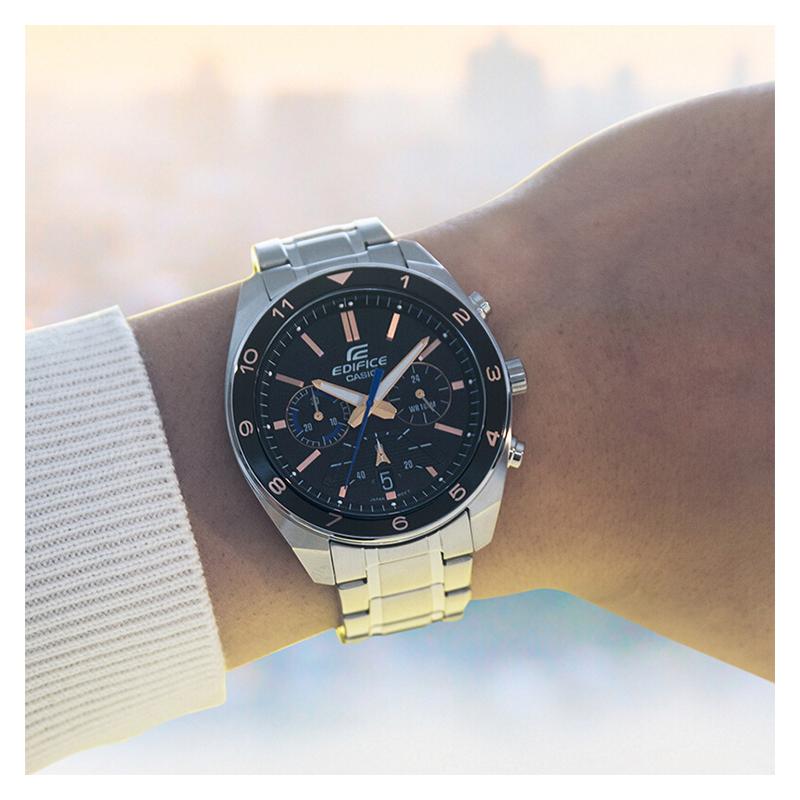 Casio EDIFICE Series Young Business Fashion Waterproof Quartz Movement Stainless Steel Strap Japanese and Korean Watch Men's Watch EFV-590D-1AVUPFD