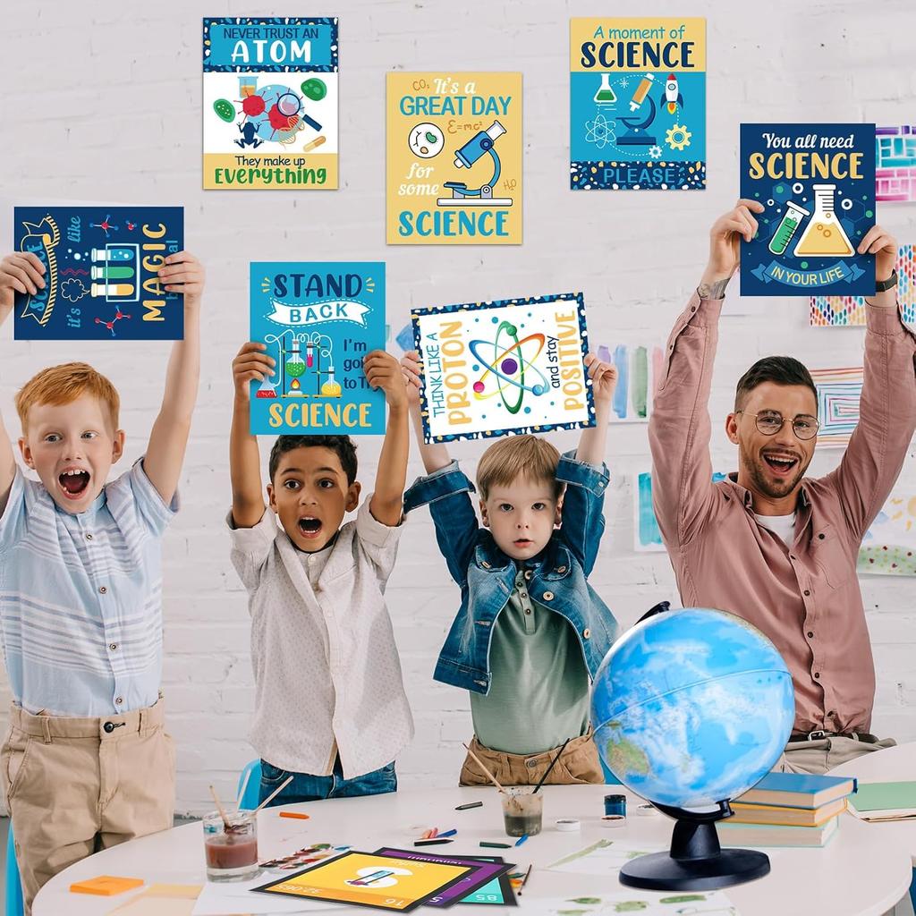 Zonon 10 Pcs Science Classroom Decoration Banner and Poster for Teachers Scientist Bulletin Board Set Posters Science Lab Cutout for Elementary