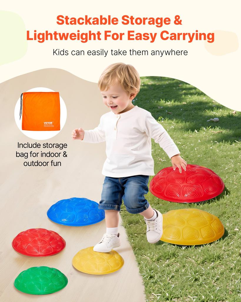 VEVOR Turtle Balance Stepping Stones, 6 PCS, Up to 220 lbs Kids Turtle Jumping Stones Steps Stones