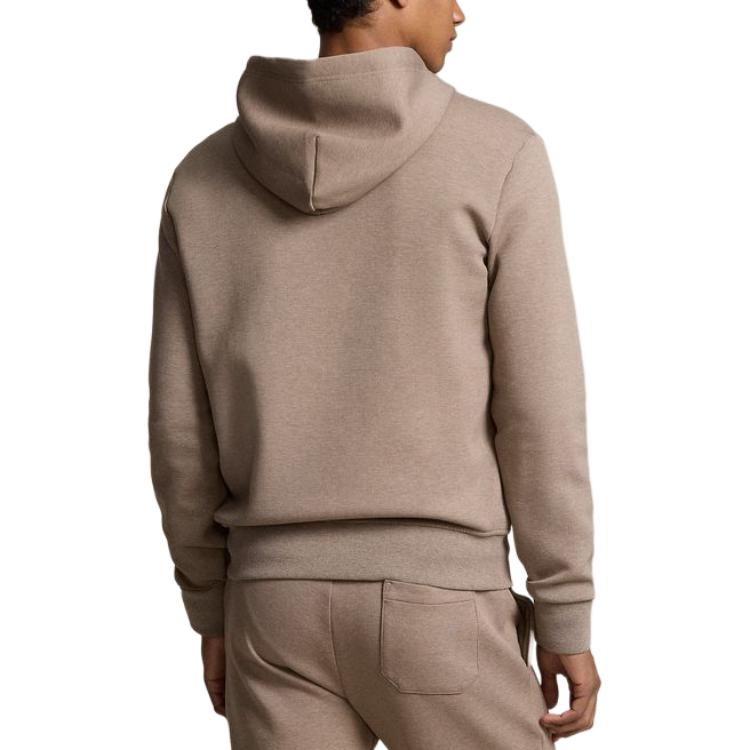 Polo Ralph Lauren Ss24 Jednobarevná mikina s kapucí na zip s výšivkou loga Dlouhý rukáv Pánské mikiny Tmavě šedohnědá MNPOKNI16823458-200