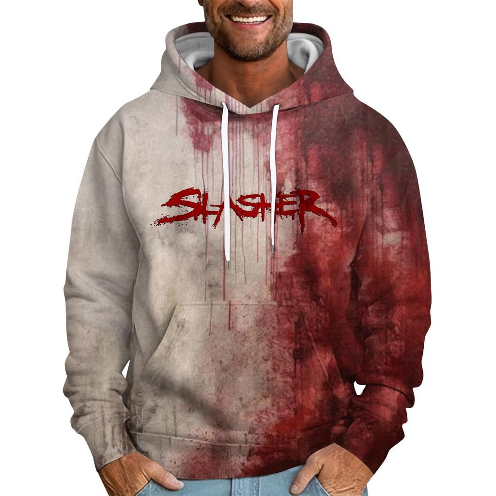 Pánská mikina s volným potiskem a kapucí Pánská sportovní mikina pro volný čas a volný čas