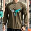 Autumn Men's Long sleeved T-shirt OX Head Men's Fitness T-shirt Polyester Elastic Sports T-shirt Breathable Graphic Gym T-shirt top