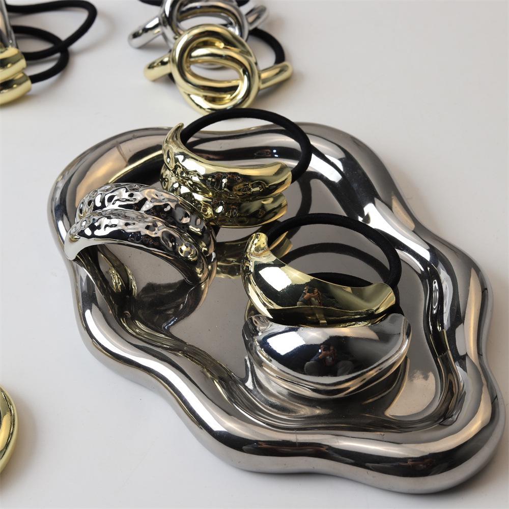 Shiny Alloy Hair Rope: Durable, Color-Retaining Elastic Hair Accessory for Women