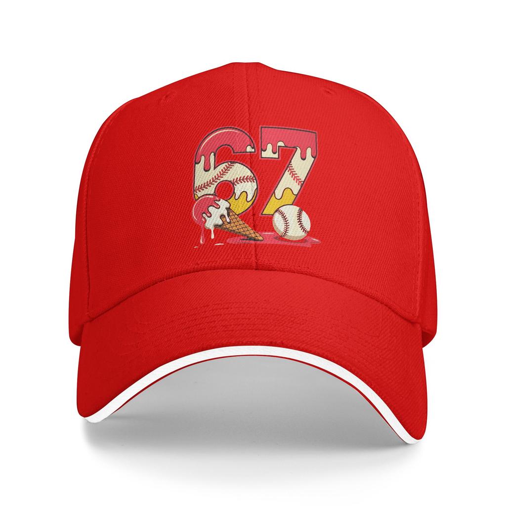 Baseball Drip 67 Cool Player Number 67 Ice Cream Drip Sun Baseball Cap Summer Fashion Hip Hop Hats For Men Skate Snapback Cap
