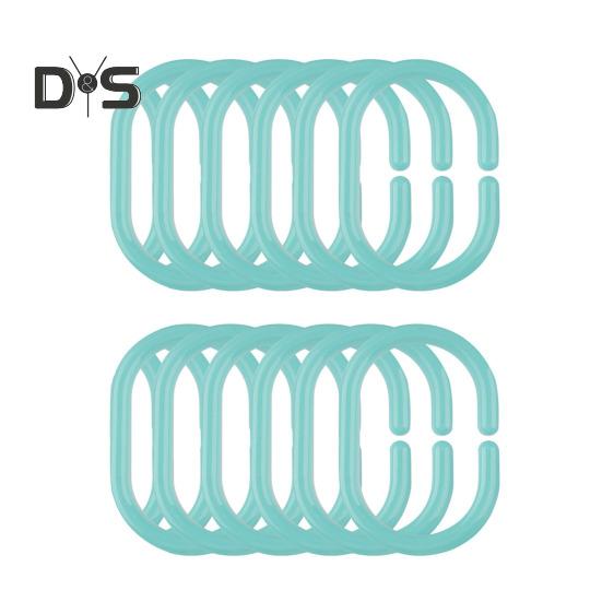 

12 шт. крючков для душевой занавески, прочный универсальный держатель для душевой стойки в форме буквы С, аксессуары для штор в ванной комнате 12pcs зелёный