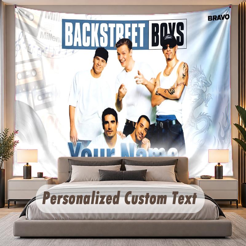 Custom Name Text Tapestry Backstreet Boys Personalized Polyester Wall Tapestry For Bedroom And Room