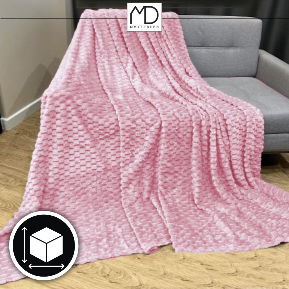 Blanket bedspread squares pink embossed 160x200 cm name day gift