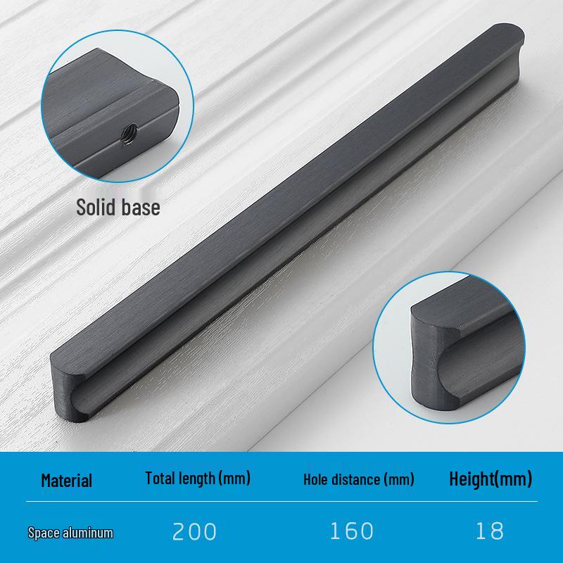Modern Minimalist Gold Cabinet Handle, Light Luxury I-Shaped Black Drawer Pull