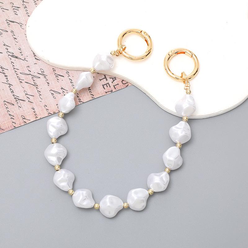 Capa de celular com corrente de pérolas faça você mesmo para mulheres da moda com pingente de cristal antiqueda