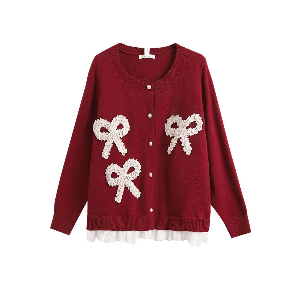 

Красный вязаный женский кардиган большого размера для Китайского Нового года 2025 - Зимняя коллекция 5XL (Recommended for 220-260 jin)