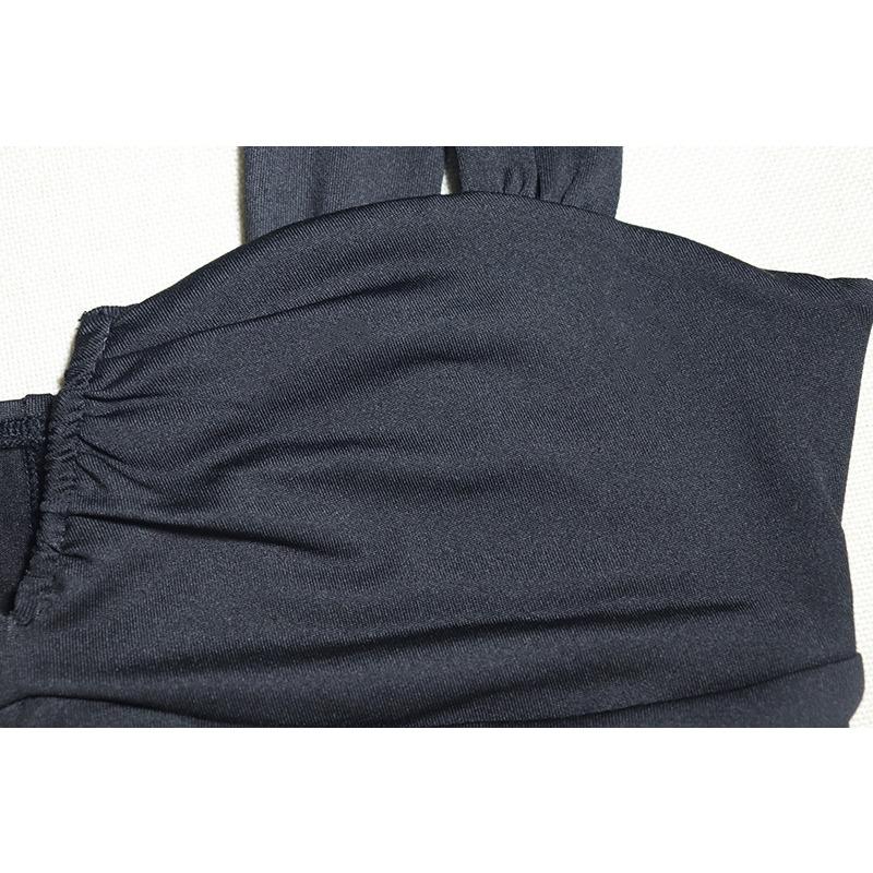 Women's Tight Strap Dress Solid Color Sleeveless Patchwork Mesh Pullover Pleated Backless Street Fishtail Dress