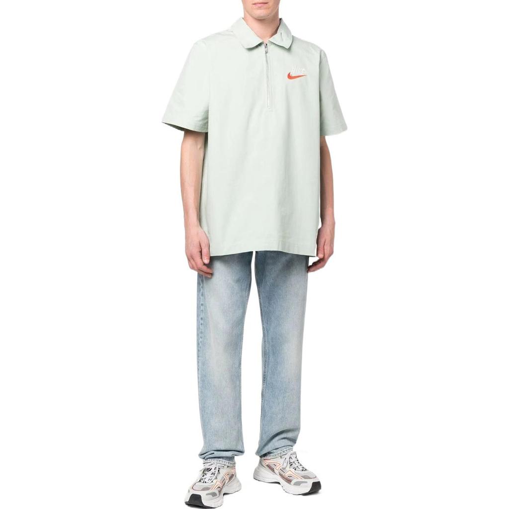 Nike Embroidered Logo Half-Zip Short-Sleeve Polo Shirt Men Tops Mint-Green DM5283-017