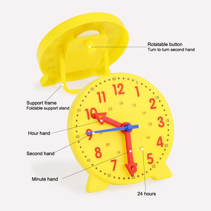 

Children Montessori Clock Educational Toys Hour Minute Second Cognition Matching Puzzle Toys Kids Early Preschool Teaching Aids жовтий