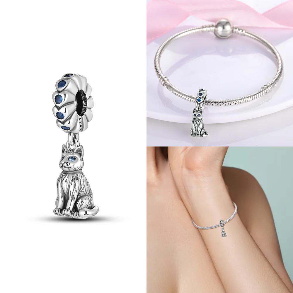 Heart Beads Cute Dog Cat Charms Copper Fit Original Pan Bracelet Diy Pet Paw Print Animal Beads For Bangle Making Fine Gift