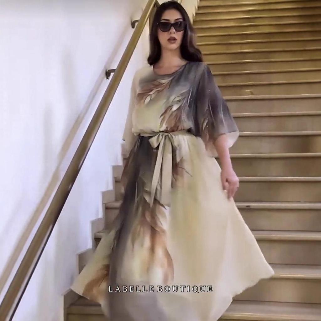 European and American Printed Dress 2025 Model 5593