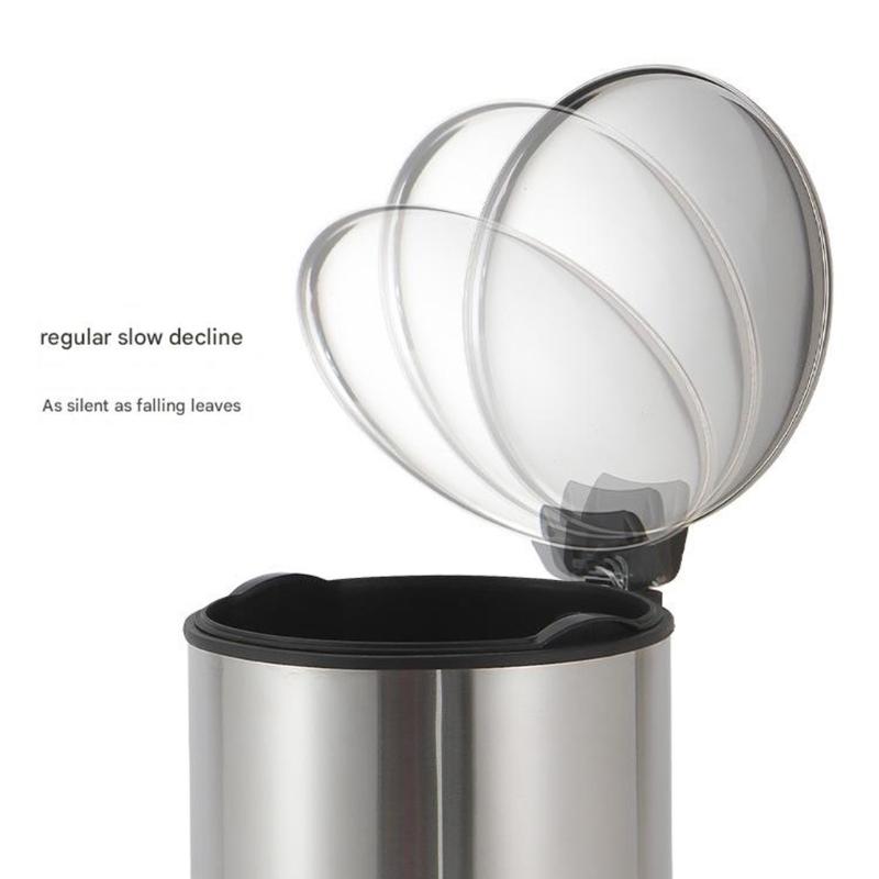 304 Stainless Steel Waste Bin with Slow Close Technology Foot Pedal and 90 Degree Lid Stay for Easy Cleaning