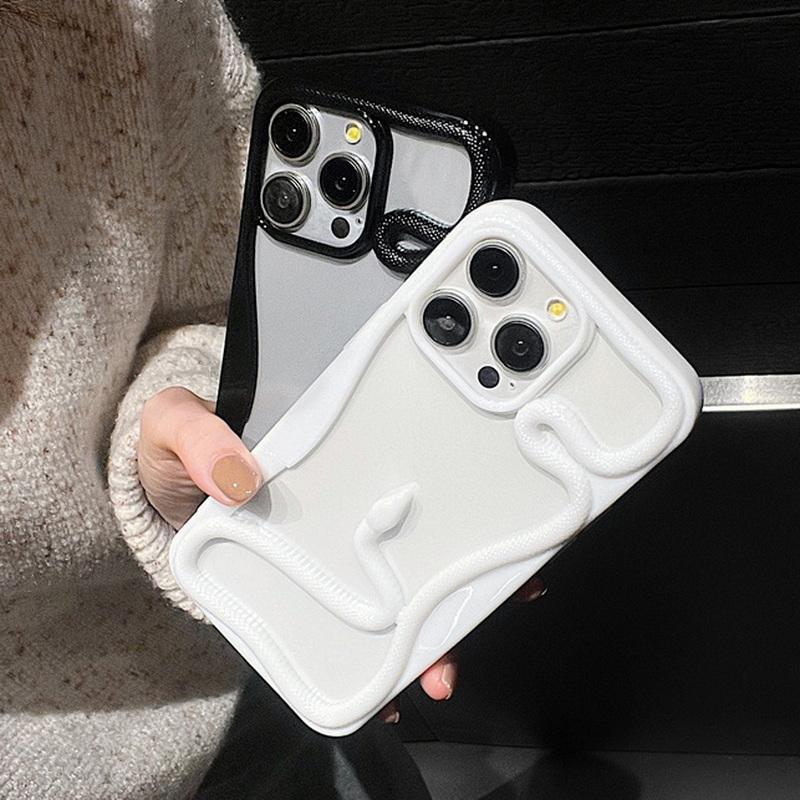 Überzug 3D Schlangenform Mode Hohl Hülle für iPhone 16 Pro Max 15 Pro 14 Plus 13 12 11 Stoßfeste weiche Silikon-Telefonabdeckung