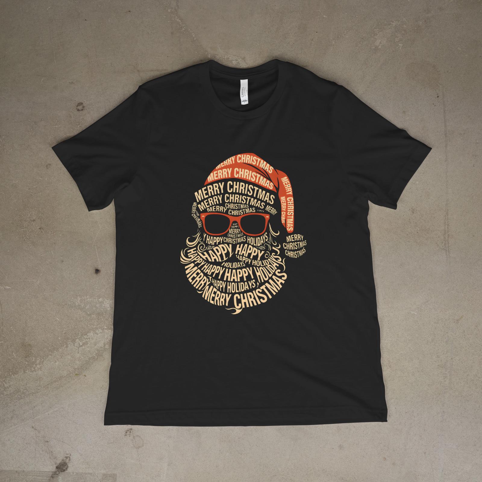 Typography Santa Christmas Shirt Merry Christmas Happy Holidays Graphic Tee L